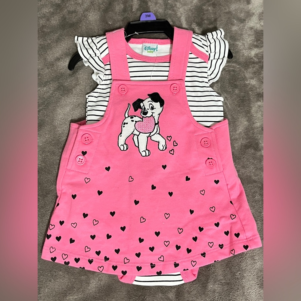 BNWOT Disney Baby Girls Pink Dalmatian Jumper 3 Months